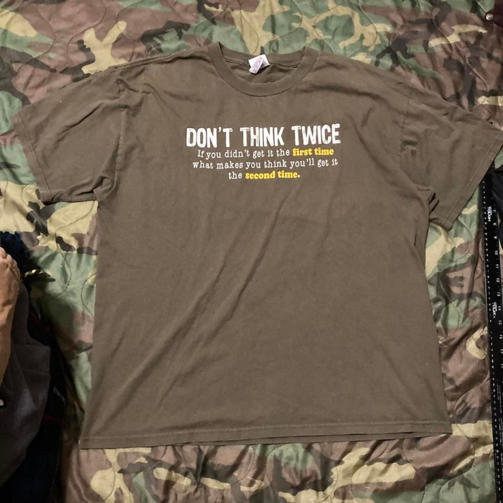 Vintage 00s don't think twice‎ tee dry humor Tennessee river